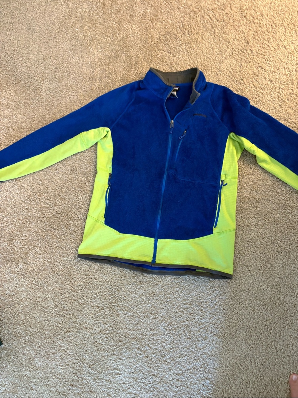 Patagonia R2 Regulator Polartec Thermal Pro Fleece Jacket Men’s L Blue and Lime